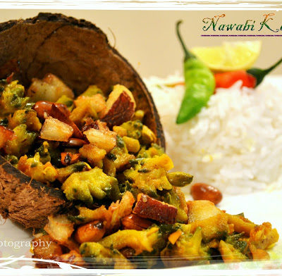 Nawabi Karela or Dry Bitter Gourd with coconut