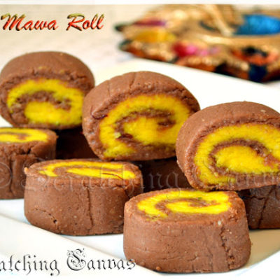 Choco Mawa Roll with Saffron : Diwali Dessert