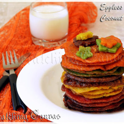 Eggless Banana Coconut Sweet Rainbow Pancake with Dry Fruits