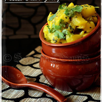 Bengali Alu Dhonepata Tarkari : Potato Gravy with Onion and Coriander Leaves