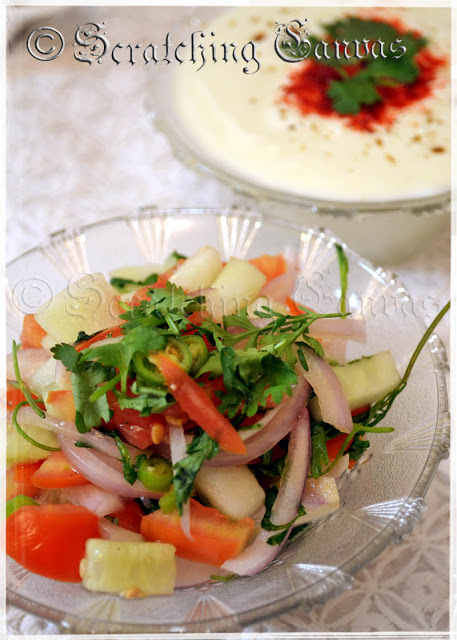 chilled raita with cucumber salad