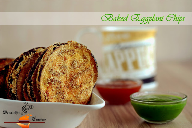 Oil Free Baked Eggplant Chips