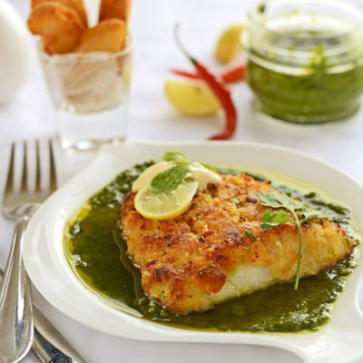 Baked Parmesan Fish with Green Pesto