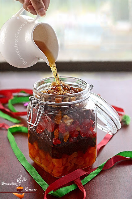 Soak Dry fruits for christmas fruitcake