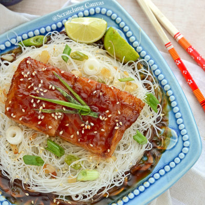 Asian Teriyaki Fish with Rice Vermicelli Noodles
