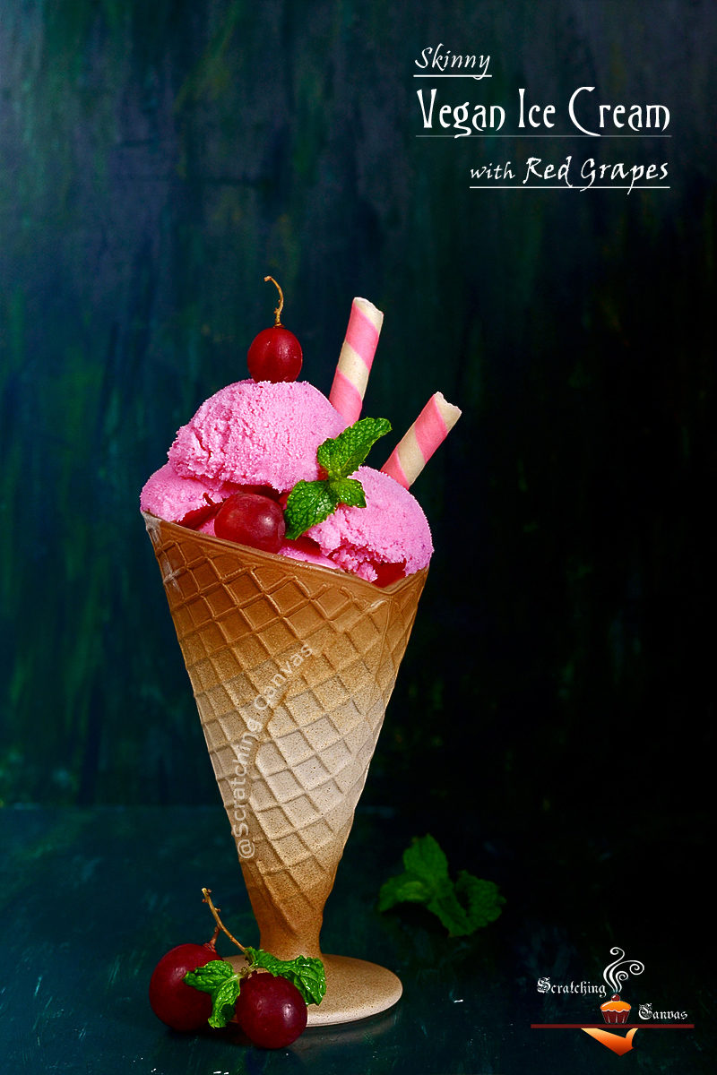 Skinny Vegan Red Grapes Ice-cream Food Photography