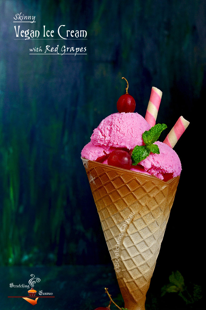 Skinny Vegan Red Grapes Ice-cream Food Photography