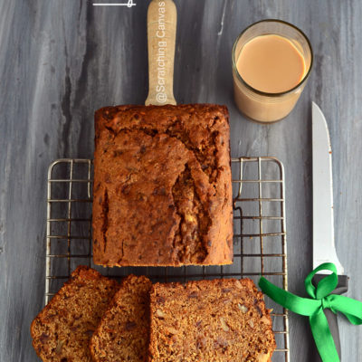 Eggless Date Walnut Loaf | Low Calorie Teacake | Eggless Christmas Cake