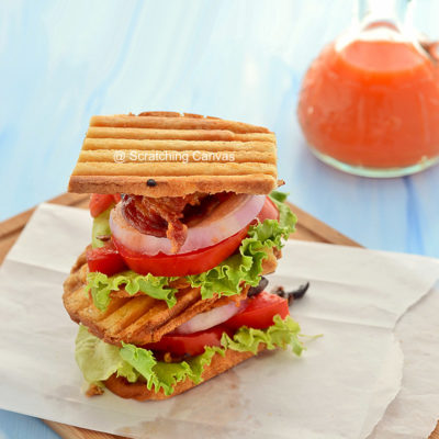 Bacon Mushroom Sandwich using Toaster/Grill