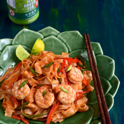 Peanut Sauce Prawn Noodles | Asian Rice Noodles in Peanut Butter Sauce