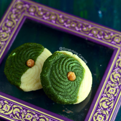 Pesta Sandesh with Butterscotch | Pistachio Butterscotch Fudge | Pista Sandesh