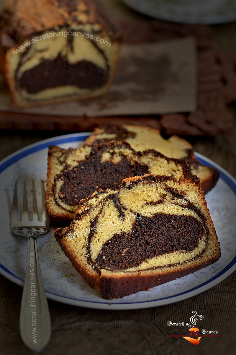 No Bake No Oven Marble Cake Recipe | Coffee Marble Loaf on gastop 