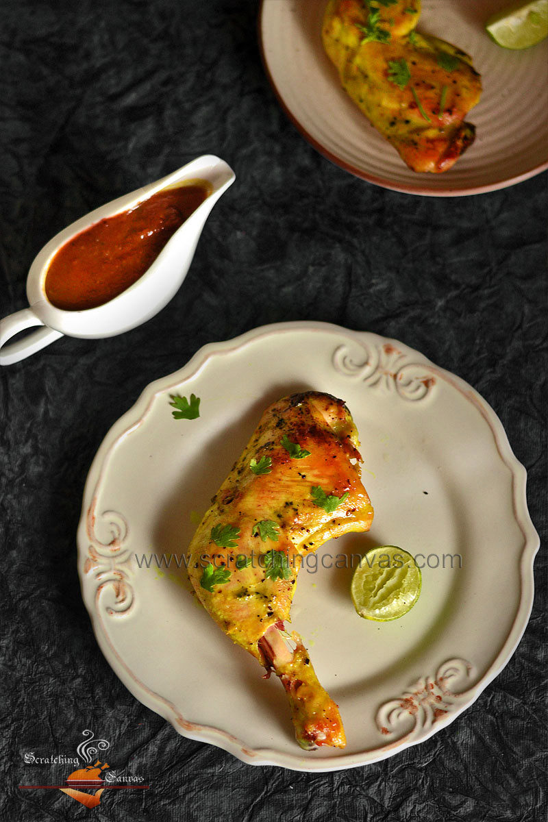  Baked Turmeric Chicken with Cherry Sauce Food Photography