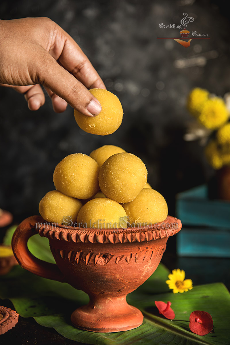 Moong Dal Ladoo Dark Food Photography Styling