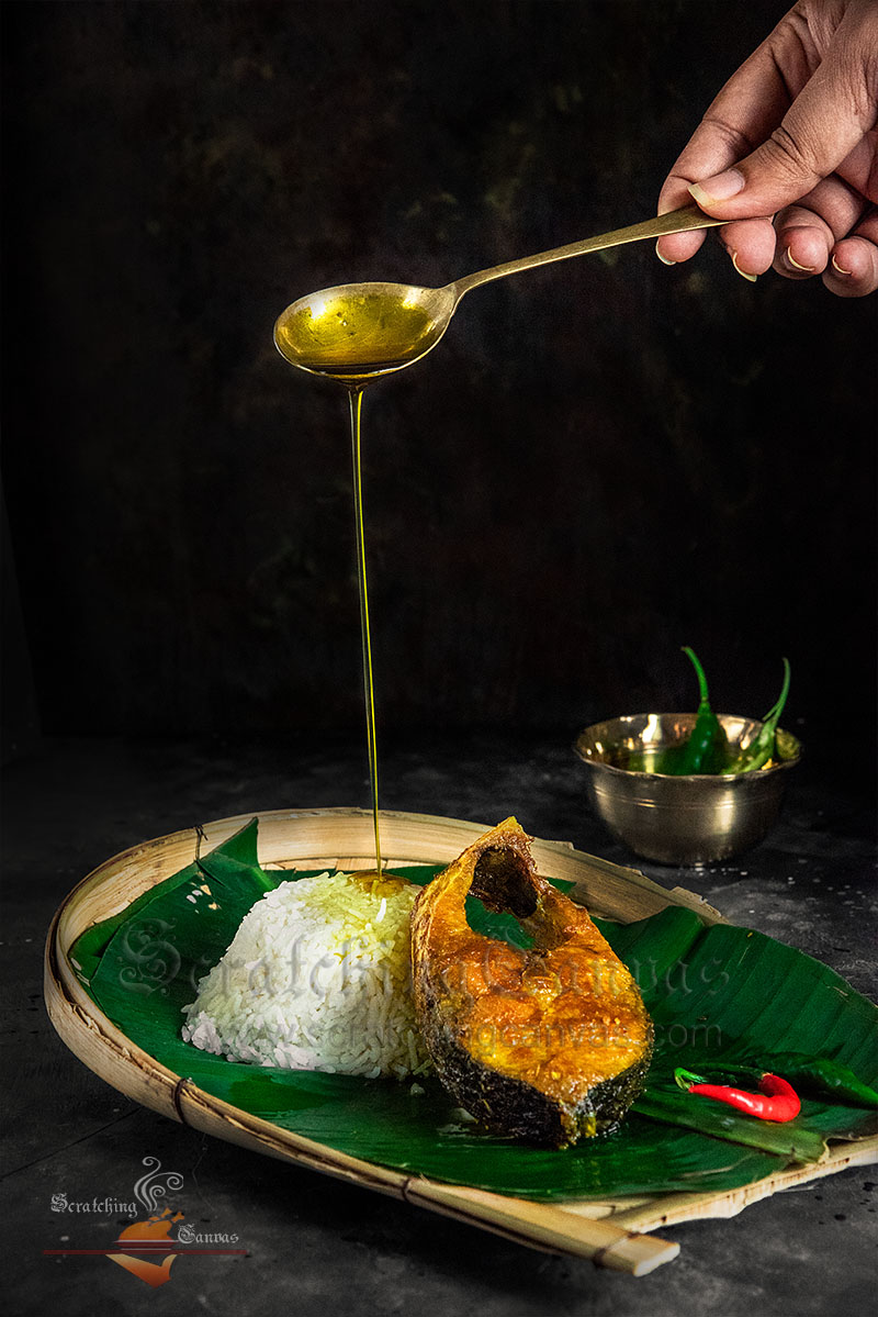Ilish Bhaja Tel Food Styling Photography