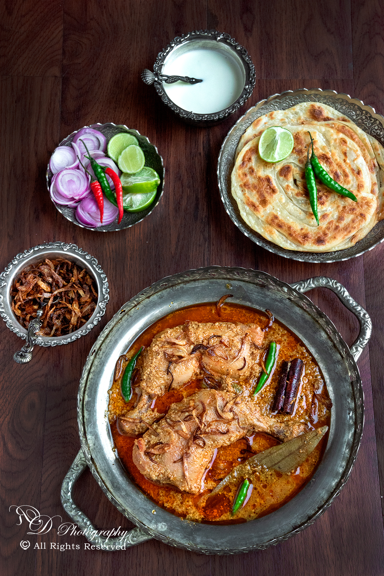 Dawat style Deghi Chicken Korma Food Photography Styling